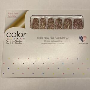 Color Street Tokyo Lights Glitter Sparkle Gold Manicure Nail Polish Strips